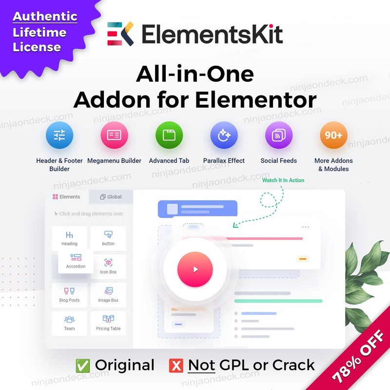 🥷 ElementsKit Pro Official License ‒ Lifetime / 1-Year