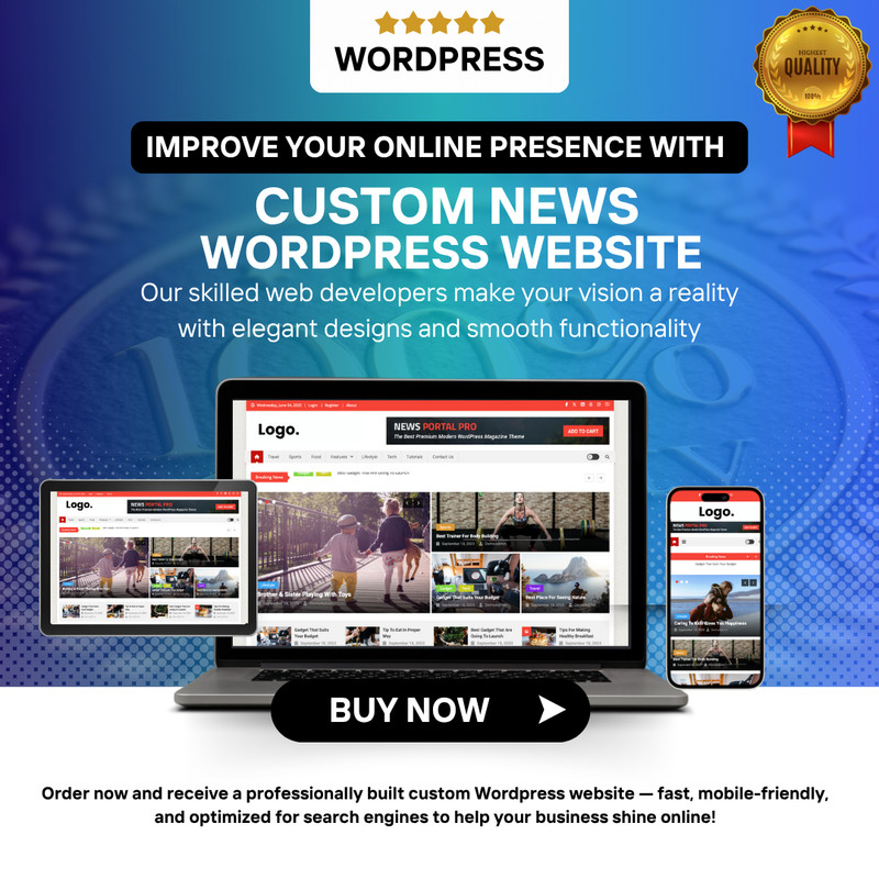 Custom News Wordpress Website - Professional and Responsive Web Design