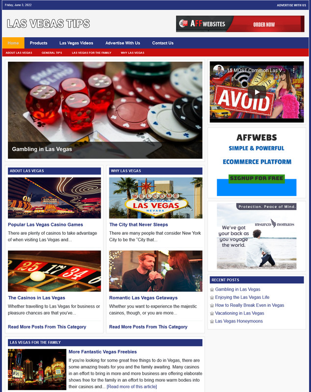 LAS VEGAS TIPS Website Business For Sale - Work From Home Internet Business