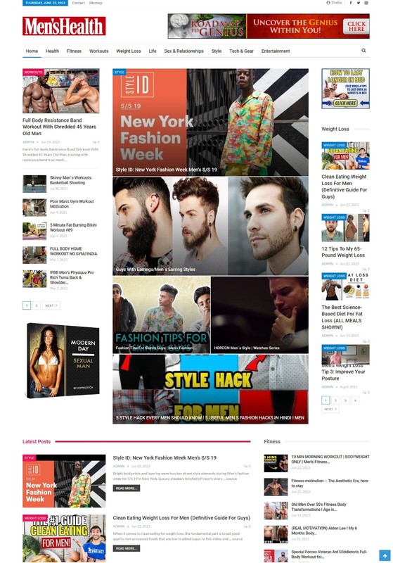 Men’s Health Tips & News Website, Make Money with Affiliates, Ads + Auto Pilot