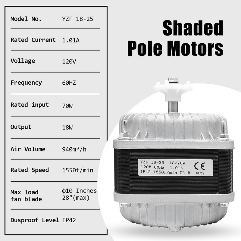 YZF18-25 Fan AC Motor(Copper Wire) 120V 60HZ 18W 1.01A,YZF18-25 Shaded Pole M... gallery