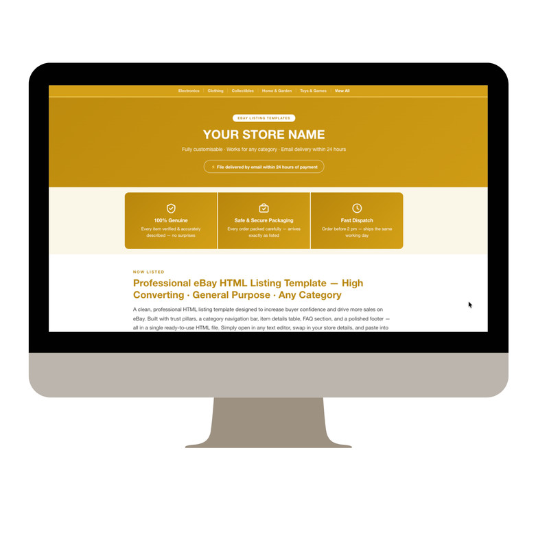 Modern eBay HTML Listing Description Template Responsive Mobile All Colours gallery