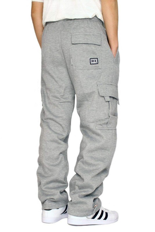 DREAM USA Men's Heavyweight Fleece Cargo Sweatpants Large Grey gallery
