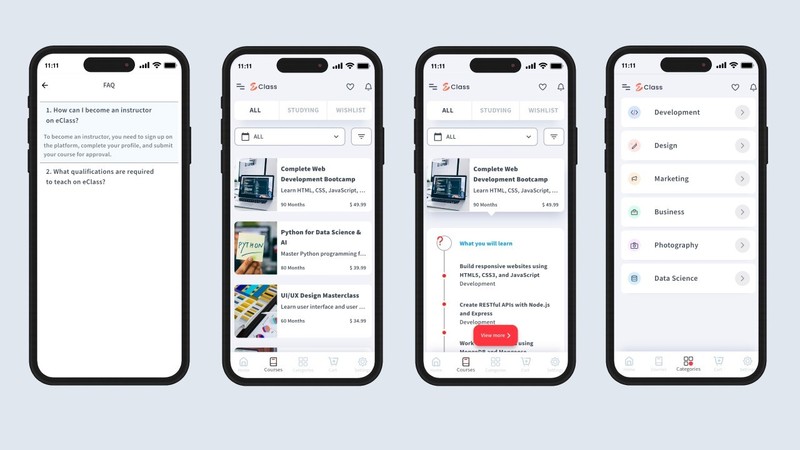 eScholar LMS Flutter Mobile App | Android & iOS | Course Learning Platform gallery