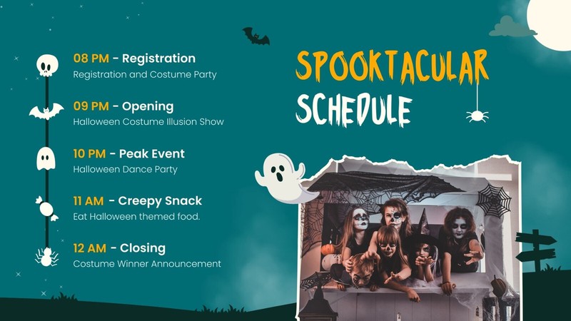 Website Landing Pages- Green and Orange Illustrated Halloween Party Presentation gallery