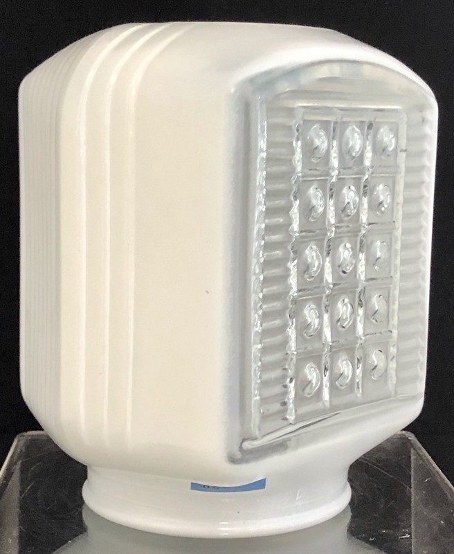 VINTAGE ART DECO MCM 5.5″ WHITE MILK GLASS BEADED LIGHT GLOBE SHADE w/ 3″ FITTER