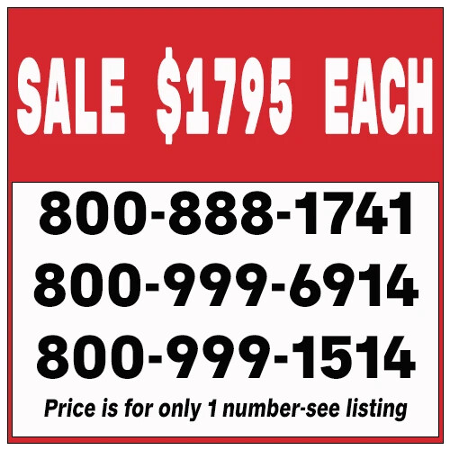 REDUCED TO $950 each 800 Vanity Toll Free Phone Number