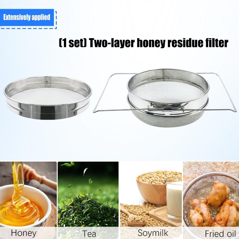 Grade Rustproof Double Mesh Honeys Strainer Beekeeping Tool Stainless Steel gallery