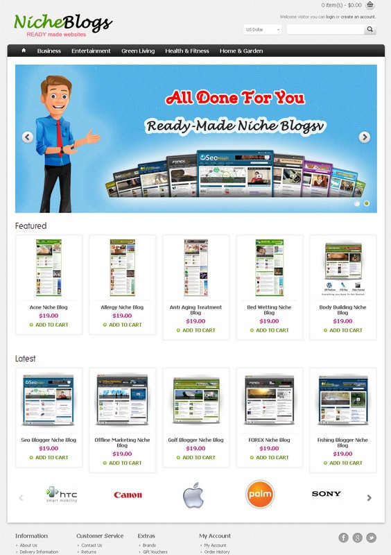 Niche Blogs Store Website For Sale – 40 Blogs Preloaded + Free Hosting