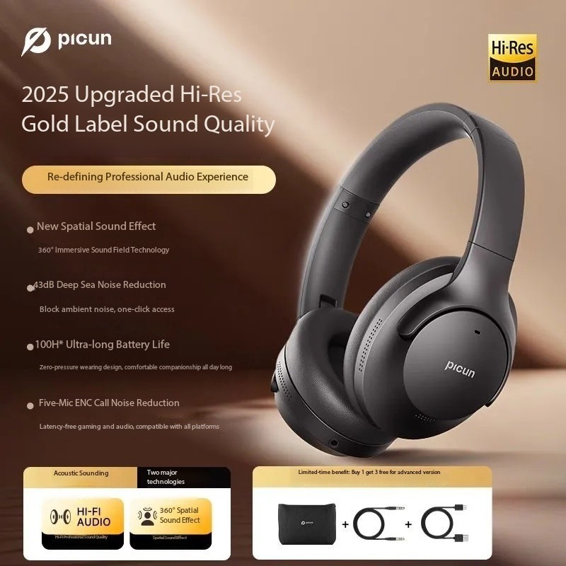 Pincun ANC-05L Active Noise Cancelling Over-Ear Wireless Bluetooth Headphones