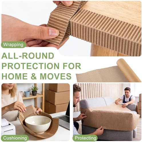 Corrugated Cardboard Roll 66 x 17 Inch Thick Paper for Shipping Packing DIY Craf gallery