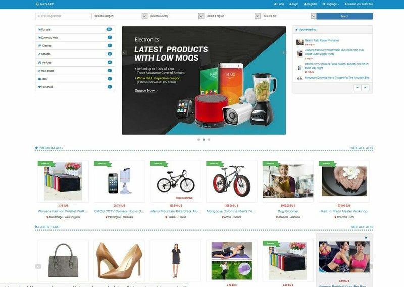 Premium Classifieds Website (Blue Color) + Free Hosting Installation SSL