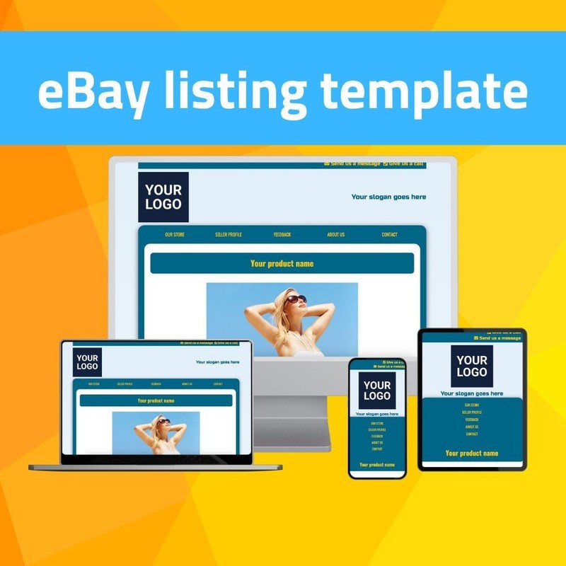 eBay Template – Responsive natural – blue/yellow – Mobile Optimized + Editor