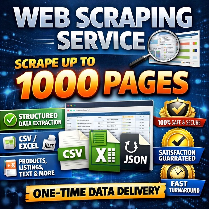 Web Scraping Service – Up to 1000 Pages | Clean Structured Data Export