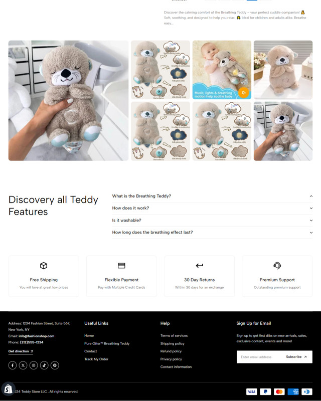 Ready Made Dropshipping Shopify Breathing Teddy Store with Supplier gallery