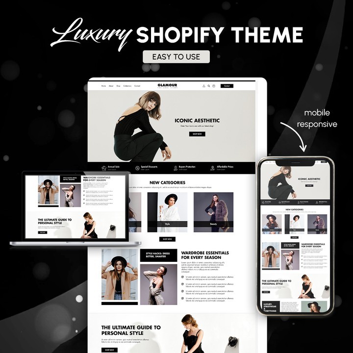 Luxury Black Shopify Theme | Streetwear Fashion Website Template | No Coding