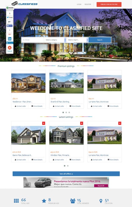 Classifieds Website + Free Hosting with SSL