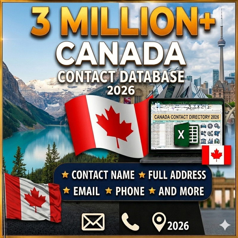 3 Million CANADA Email Database list 2026 | Contact Leads (Digital Download)