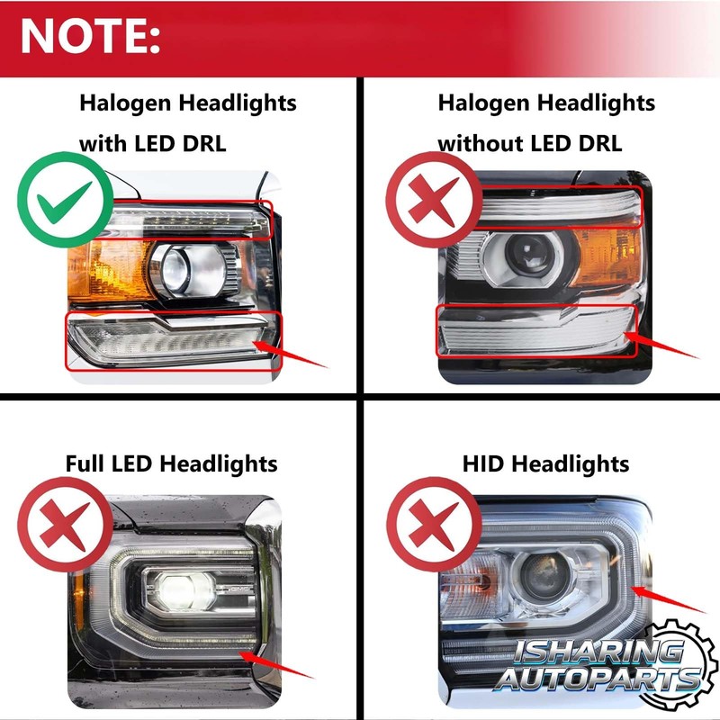 Headlights Assembly W/ LED DRL Compatible with 2014 2015 GMC Sierra 1500 gallery