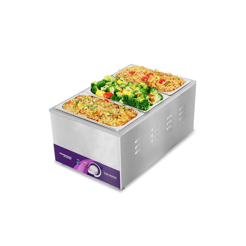 3-Pan 18L Commercial Food Warmer with Non-Leakage Stretch-Forming Water Tank ...