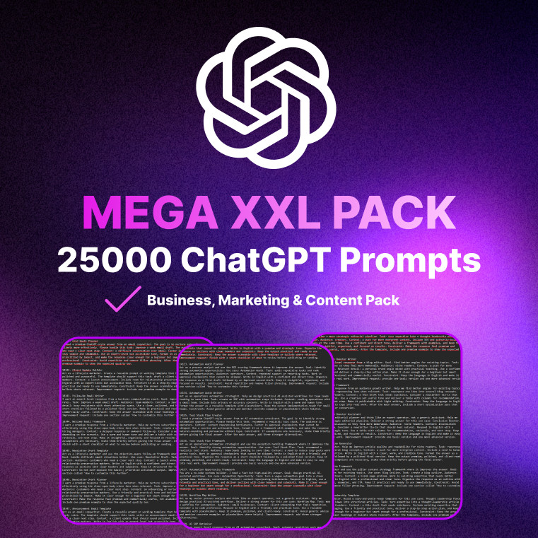 25000 ChatGPT Prompts Library | Business, Marketing & Content Pack