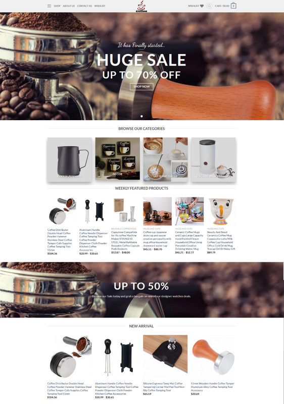 Turnkey Dropshipping Website, Coffee Makers Accessories Store + Free Hosting gallery