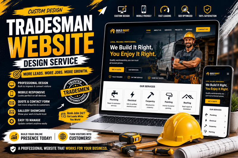 Custom Tradesman Website Design | Plumber Electrician Builder Business Website S gallery