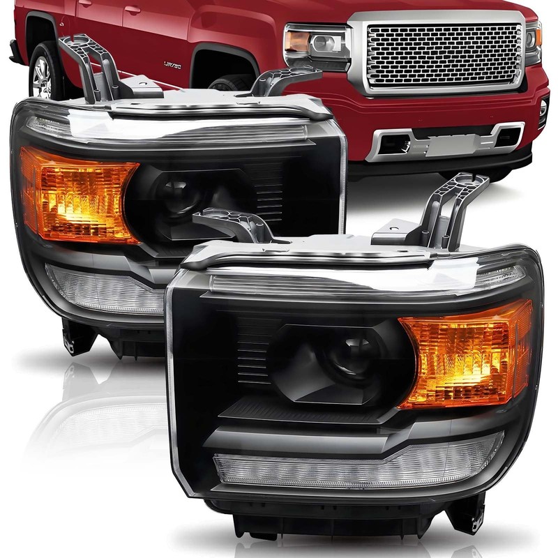 Headlights Assembly W/ LED DRL Compatible with 2014 2015 GMC Sierra 1500