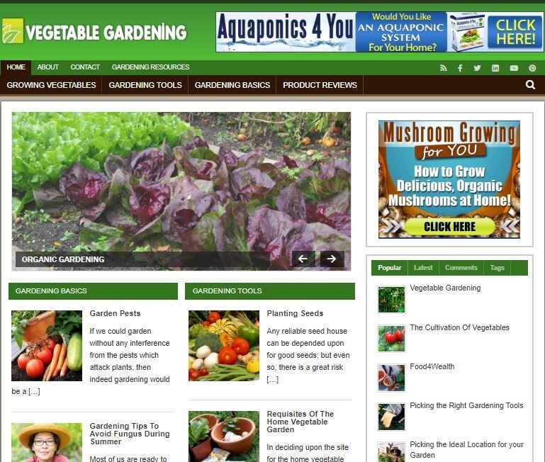 Vegetable Gardening Ready Made Blog Turnkey Niche Website Business for Sale
