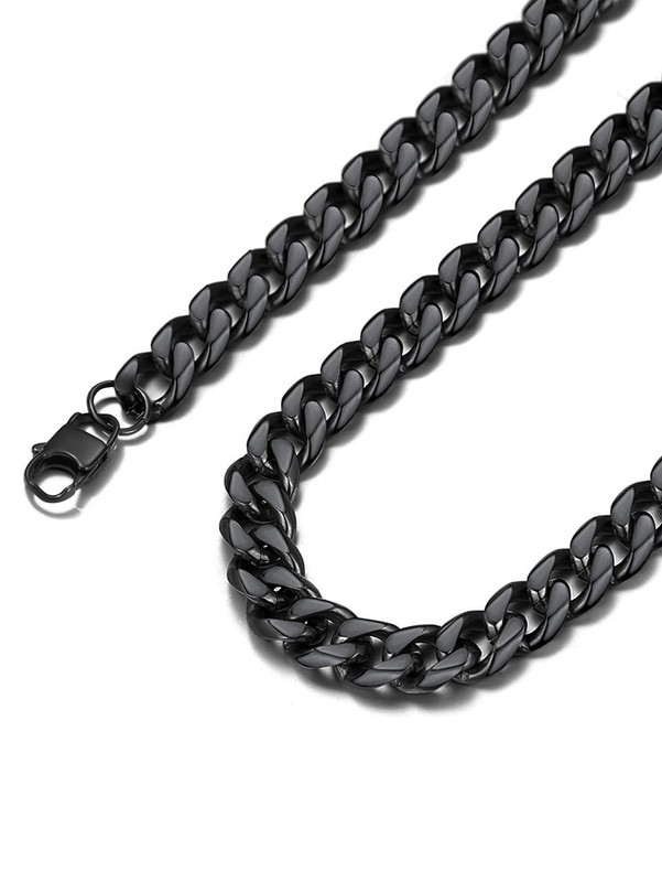 Suplight Cuban Link Chain for Men Women, 18K Gold Plated/Stainless Steel Blac...