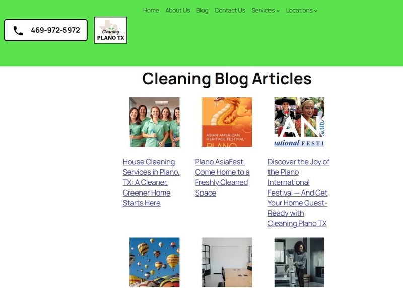 Cleaning business website with full content and social media accounts gallery
