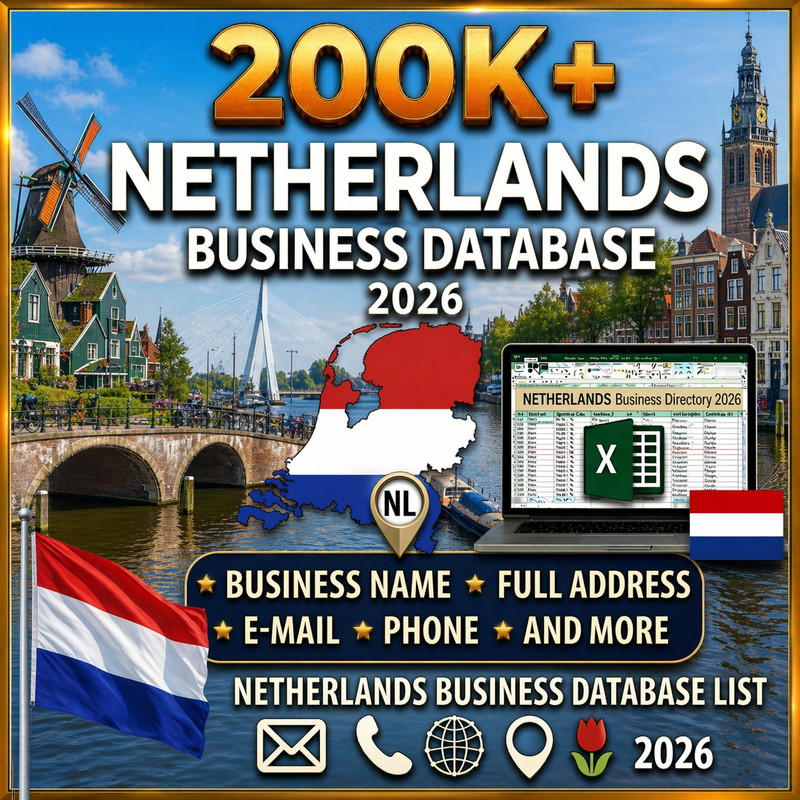 200K NETHERLANDS Business Email Database B2B contact leads (Digital Download)