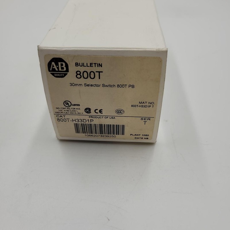 ALLEN BRADLEY 800T-H33D1P SELECTOR SWITCH with key in original box