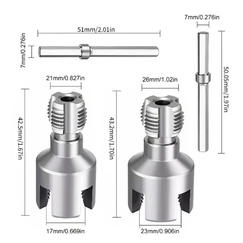 Water Pipe Threading Set 1/2 3/4 Inch Carbon Steel Internal External Tap Die gallery
