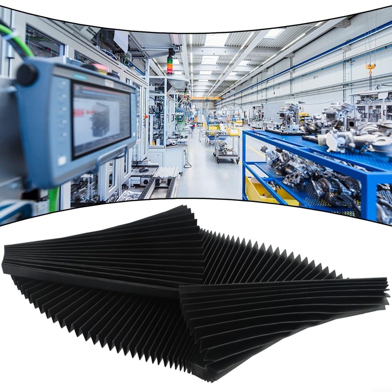 Flexible Black Accordion Bellows Cover for CNC Milling Machine Protection 200mm gallery