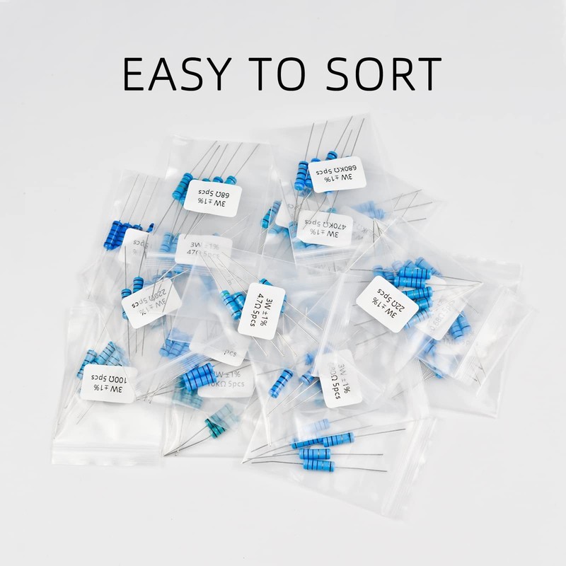 3W 125pcs 25 Value 0.68R-1MR Ω Ohm ±1% Tolerance 0.01 Metal Film Resis gallery