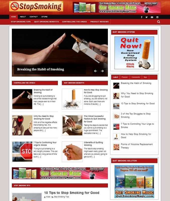 Money Making Stop Smoking Tips Website + Free Installation + Hosting