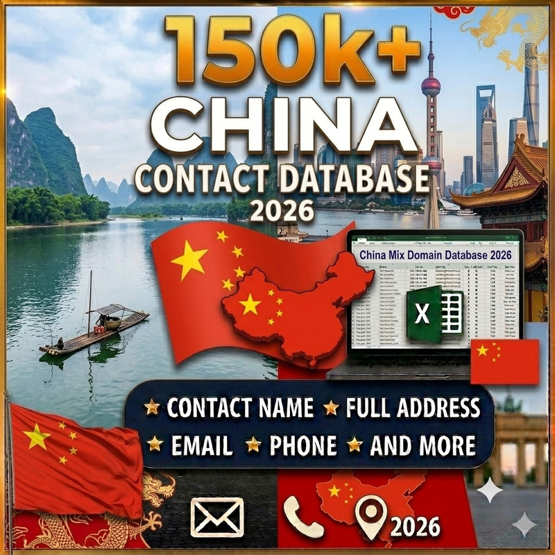 150k CHINA Email Database list 2026 | Contact Leads (Excel file)
