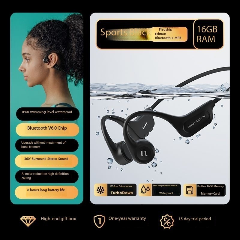 SHEYIN X15 headphones, sports cycling, 8-level waterproof, 16G memory gallery