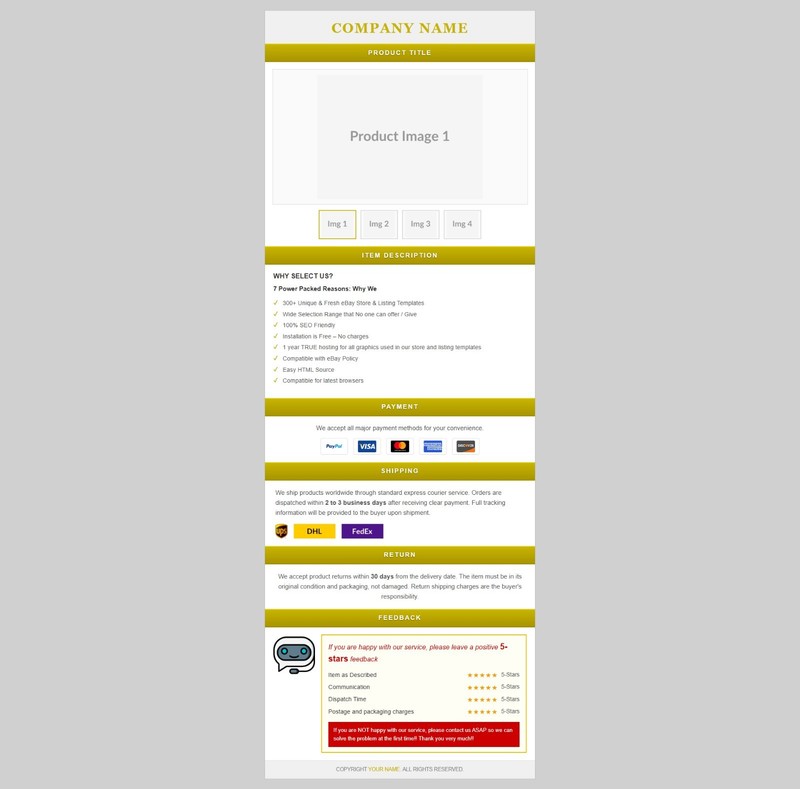 Ebay Listing Template HTML Professional Mobile Responsive Design Universal gallery