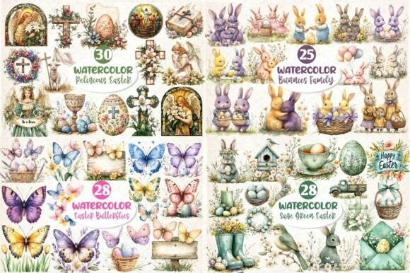 Happy Easter Clipart Huge Bundle gallery