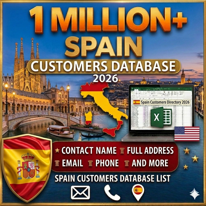 1 Million SPAIN Customers Email Database B2C Contact leads (Digital Download)