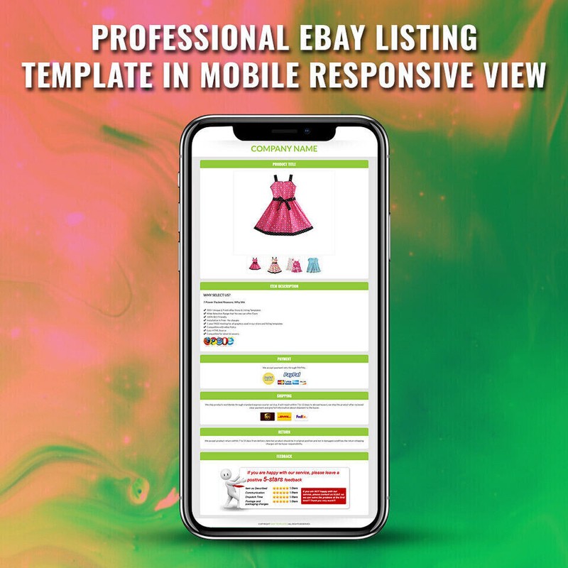 Ebay Listing Template HTML Professional Mobile Responsive Design 2019 Universal gallery