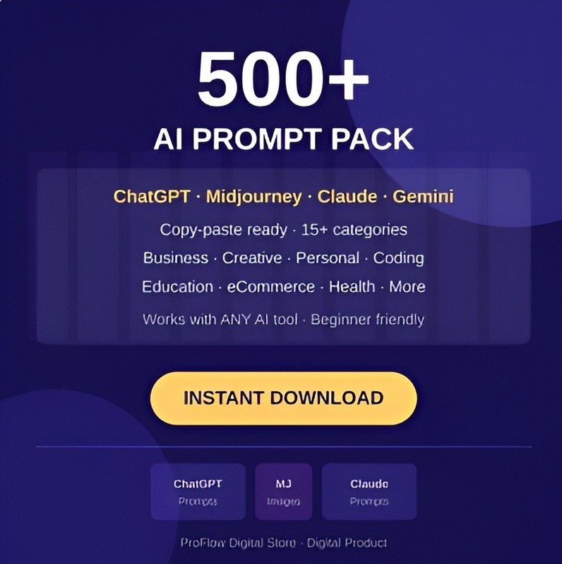 Ultimate AI Prompt Bundle 2026 | 500+ ChatGPT, Midjourney & Claude Prompts