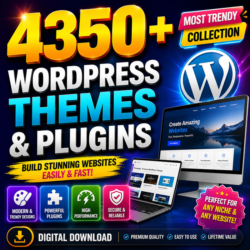 4350+ Most Trendy WordPress Themes Plugins Bundle for Websites Digital Download