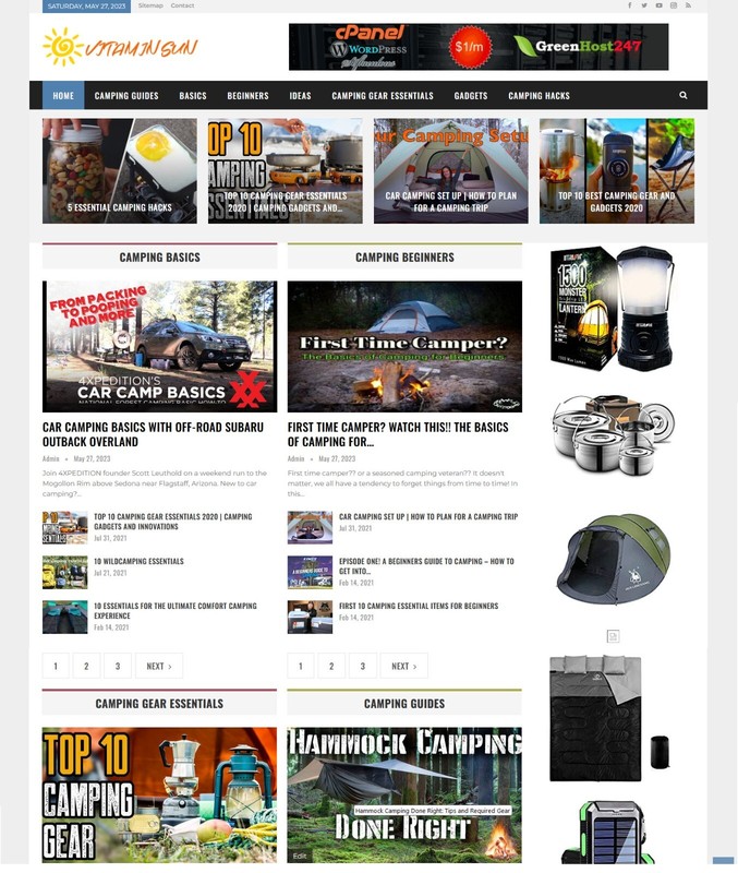 Camping Guides and Tips Blog Website, Make Money with Affiliates – Auto Pilot