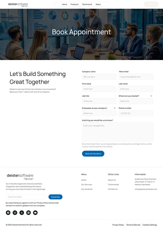Appointment Booking Website Template Corporate Landing Page Professional Bussine
