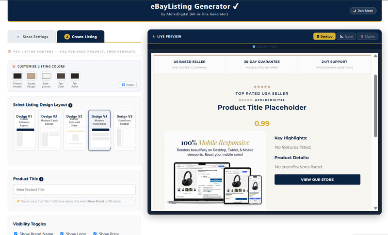 Professional eBay Store Template Layout | Custom HTML | Mobile Friendly gallery