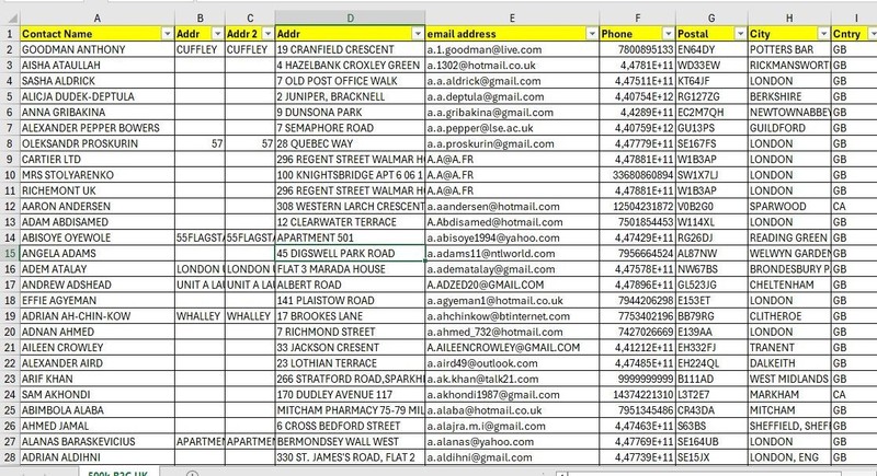 500K UK Customers Email Database – B2C Contact leads (Excel Instant Download) gallery
