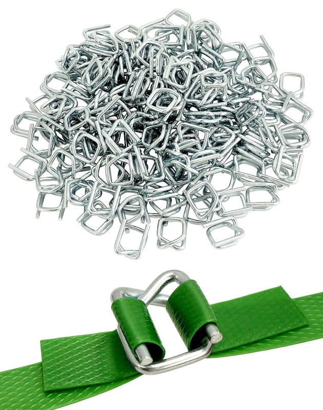 200 Pack Metal Wire Buckles 1/2 inch for Polypropylene Strapping Silver QWORK
